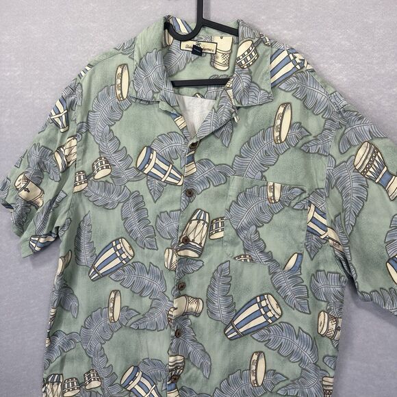 Tommy Bahama Men's Large 100% Silk Short Sleeve Button Up Hawaiian Bongo Shirt - Picture 1 of 8